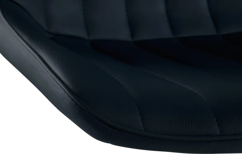 Tabouret de bar x1 réglable en hauteur pivotant à 360° assise en PVC noir couture verticale pied métal aspect chromé 10_0005421