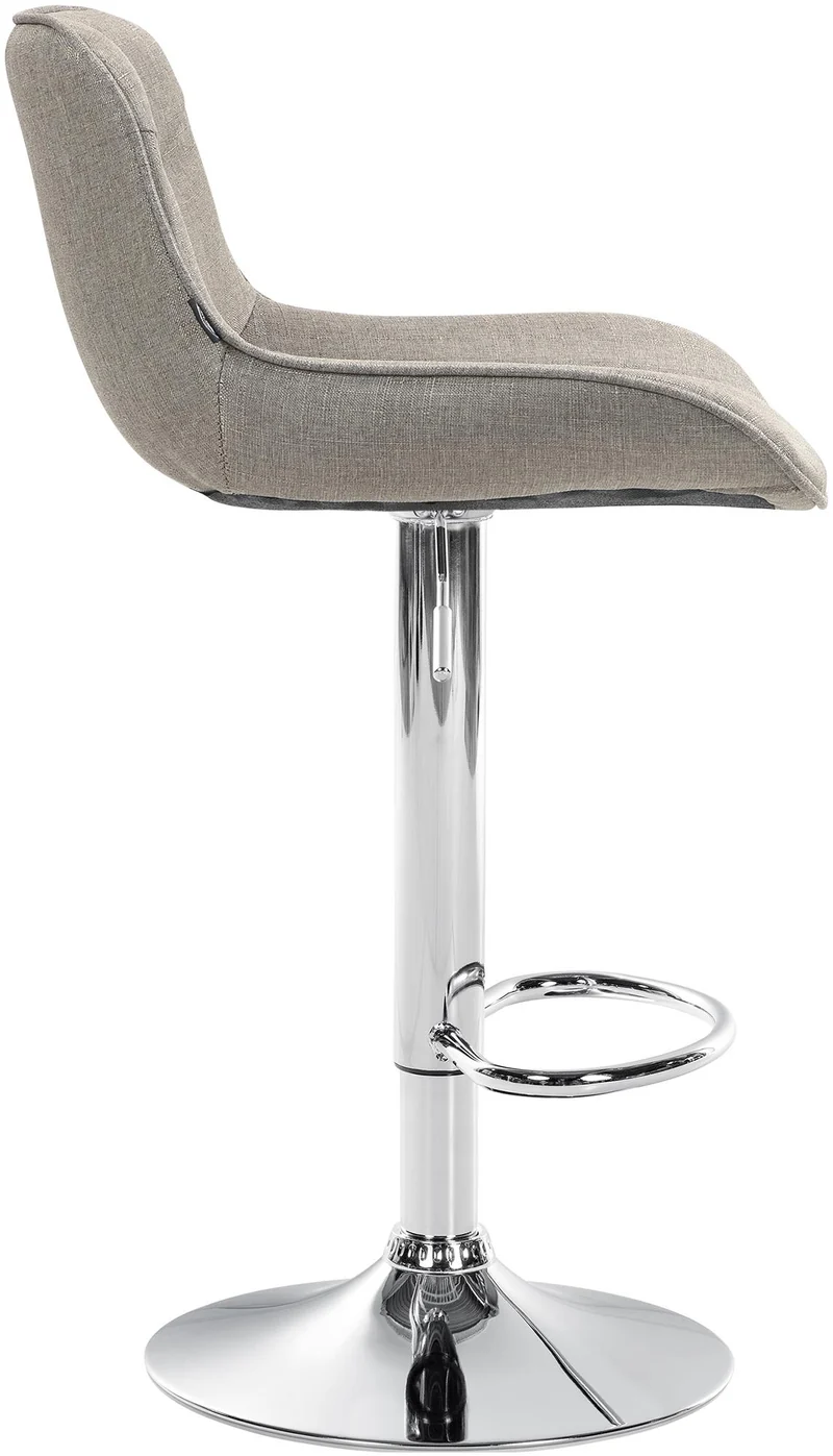 Lot de 2 tabourets de bar pivotant forme ergonomique surpiqûres décoratives en tissu taupe cadre en métal chromé 10_0005998