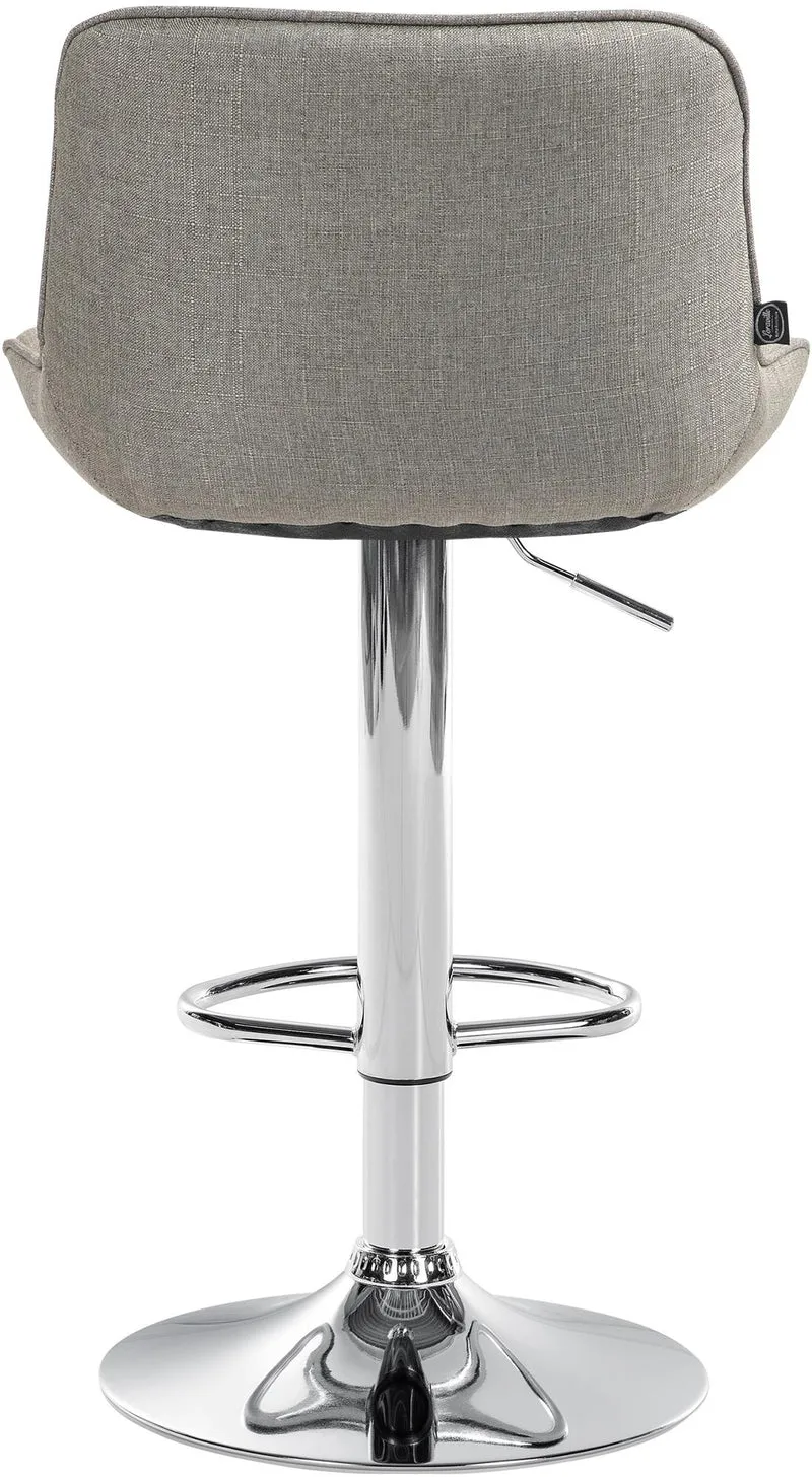 Lot de 2 tabourets de bar pivotant forme ergonomique surpiqûres décoratives en tissu taupe cadre en métal chromé 10_0005998