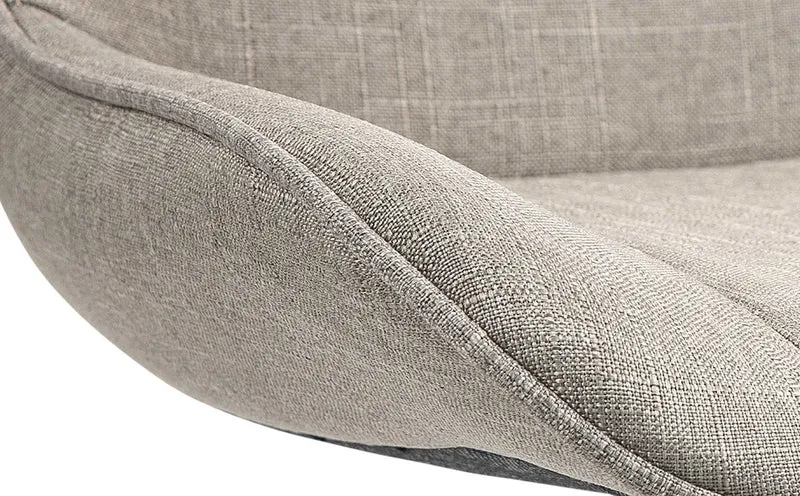 Lot de 2 tabourets de bar pivotant forme ergonomique surpiqûres décoratives en tissu taupe cadre en métal chromé 10_0005998
