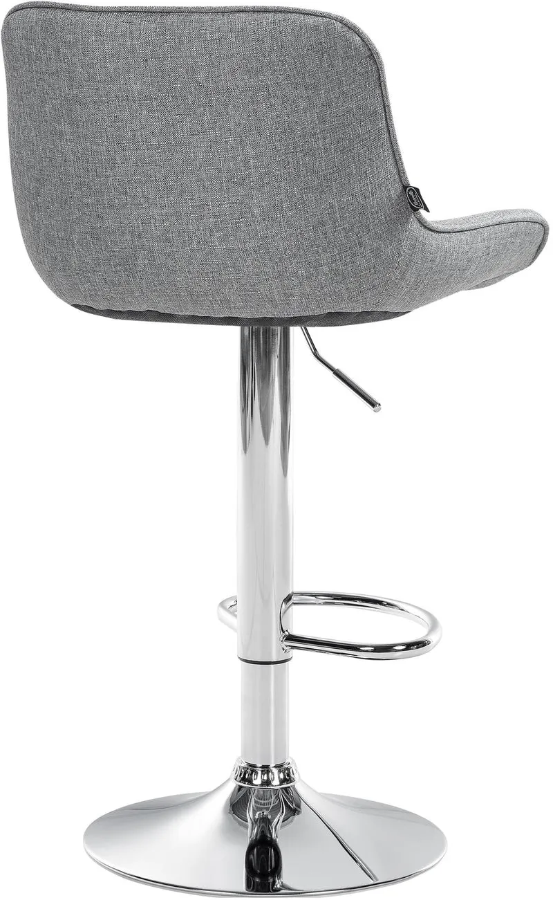 Lot de 2 tabourets de bar pivotant forme ergonomique surpiqûres décoratives en tissu gris cadre en métal chromé 10_0006200