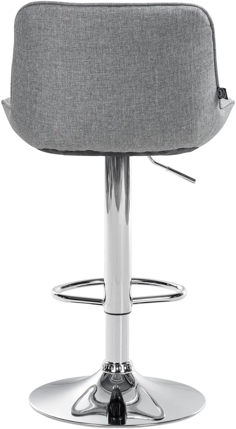 Lot de 2 tabourets de bar pivotant forme ergonomique surpiqûres décoratives en tissu gris cadre en métal chromé 10_0006200