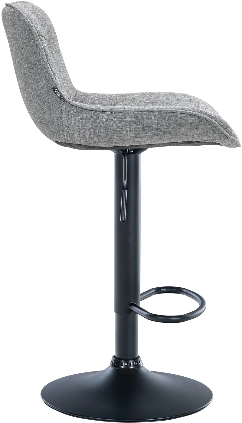 Lot de 2 tabourets de bar pivotant forme ergonomique surpiqûres décoratives en tissu gris cadre en métal noir 10_0006182