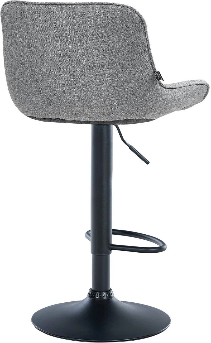 Lot de 2 tabourets de bar pivotant forme ergonomique surpiqûres décoratives en tissu gris cadre en métal noir 10_0006182