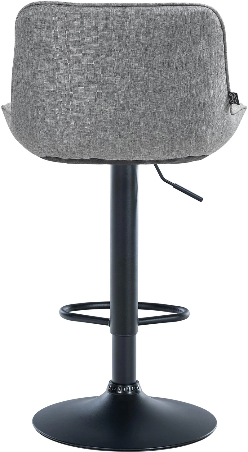 Lot de 2 tabourets de bar pivotant forme ergonomique surpiqûres décoratives en tissu gris cadre en métal noir 10_0006182