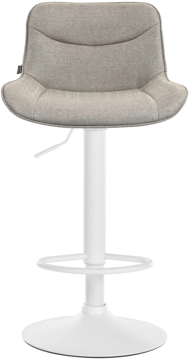 Lot de 2 tabourets de bar pivotant forme ergonomique surpiqûres décoratives en tissu taupe cadre en métal blanc 10_0005995
