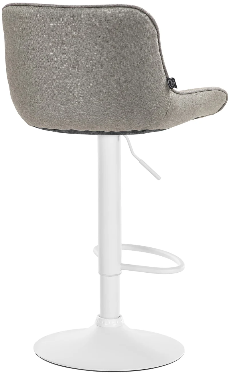 Lot de 2 tabourets de bar pivotant forme ergonomique surpiqûres décoratives en tissu taupe cadre en métal blanc 10_0005995