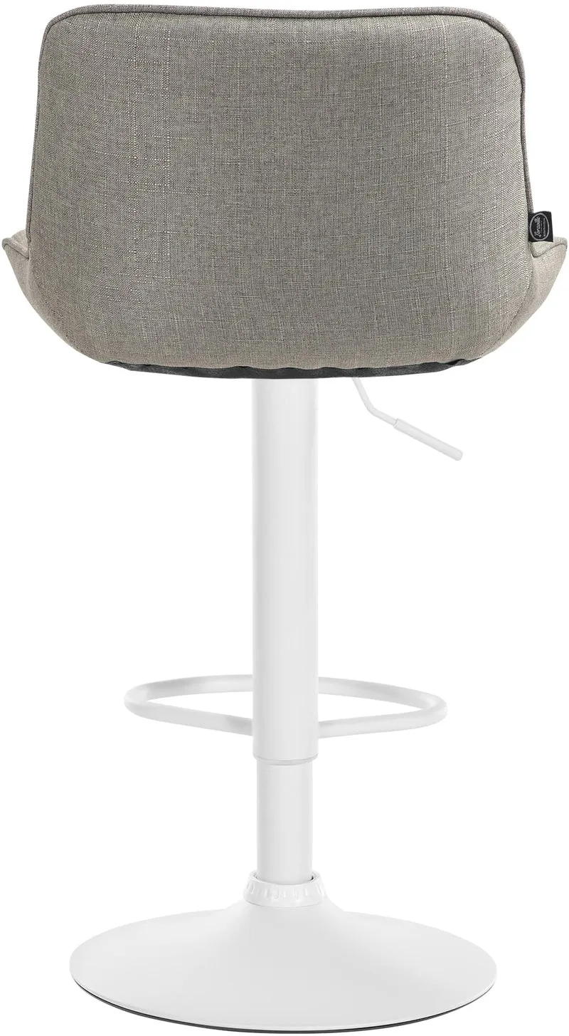 Lot de 2 tabourets de bar pivotant forme ergonomique surpiqûres décoratives en tissu taupe cadre en métal blanc 10_0005995