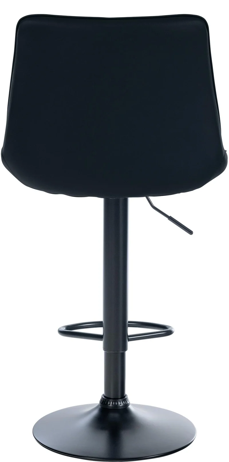 Lot de 2 tabourets de bar réglable en hauteur pivotant à 360° assise en PVC noir couture verticale pied métal noir 10_0004423