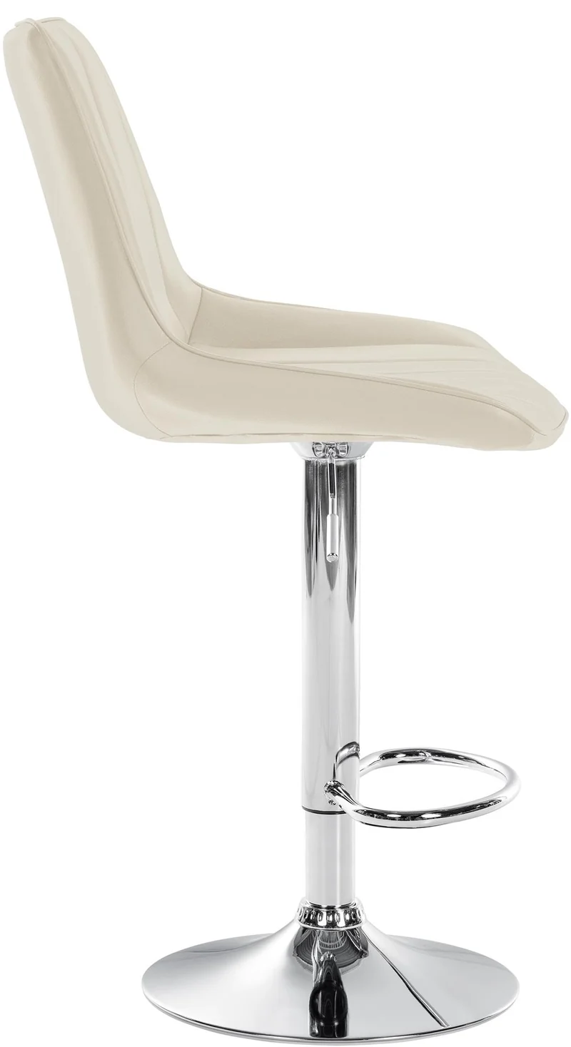 Lot de 2 tabourets de bar réglable en hauteur pivotant à 360° assise en similicuir crème couture verticale pied métal chromé 10_0006778