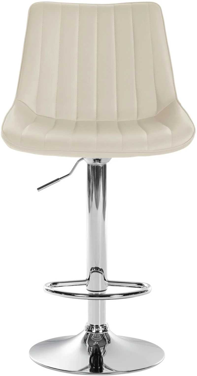 Lot de 2 tabourets de bar réglable en hauteur pivotant à 360° assise en similicuir crème couture verticale pied métal chromé 10_0006778