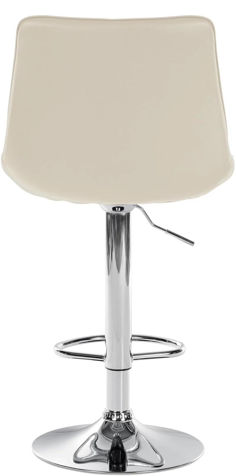 Lot de 2 tabourets de bar réglable en hauteur pivotant à 360° assise en similicuir crème couture verticale pied métal chromé 10_0006778