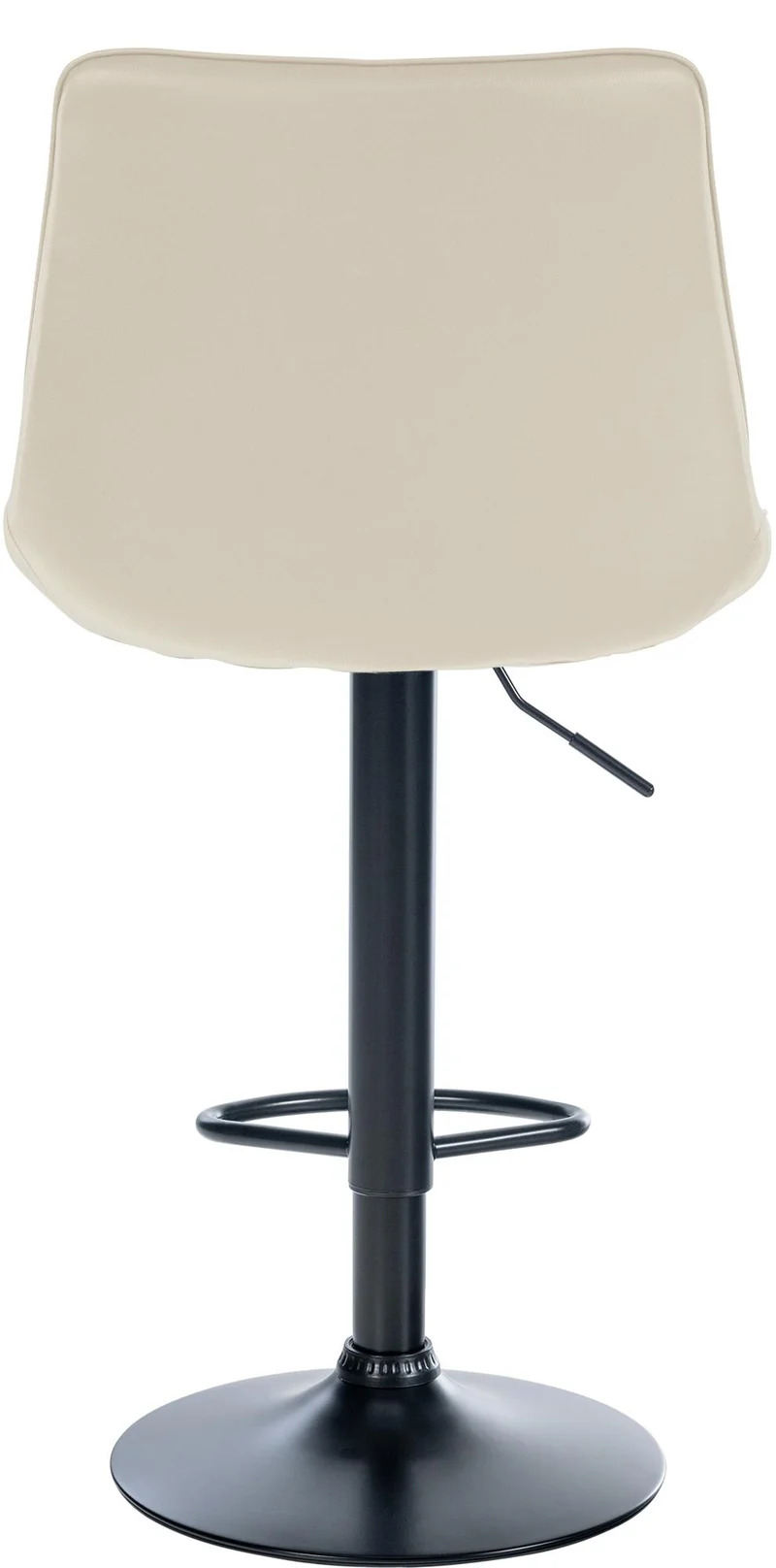 Tabouret de bar x1 réglable en hauteur pivotant à 360° assise en similicuir crème couture verticale pied métal noir 10_0006559