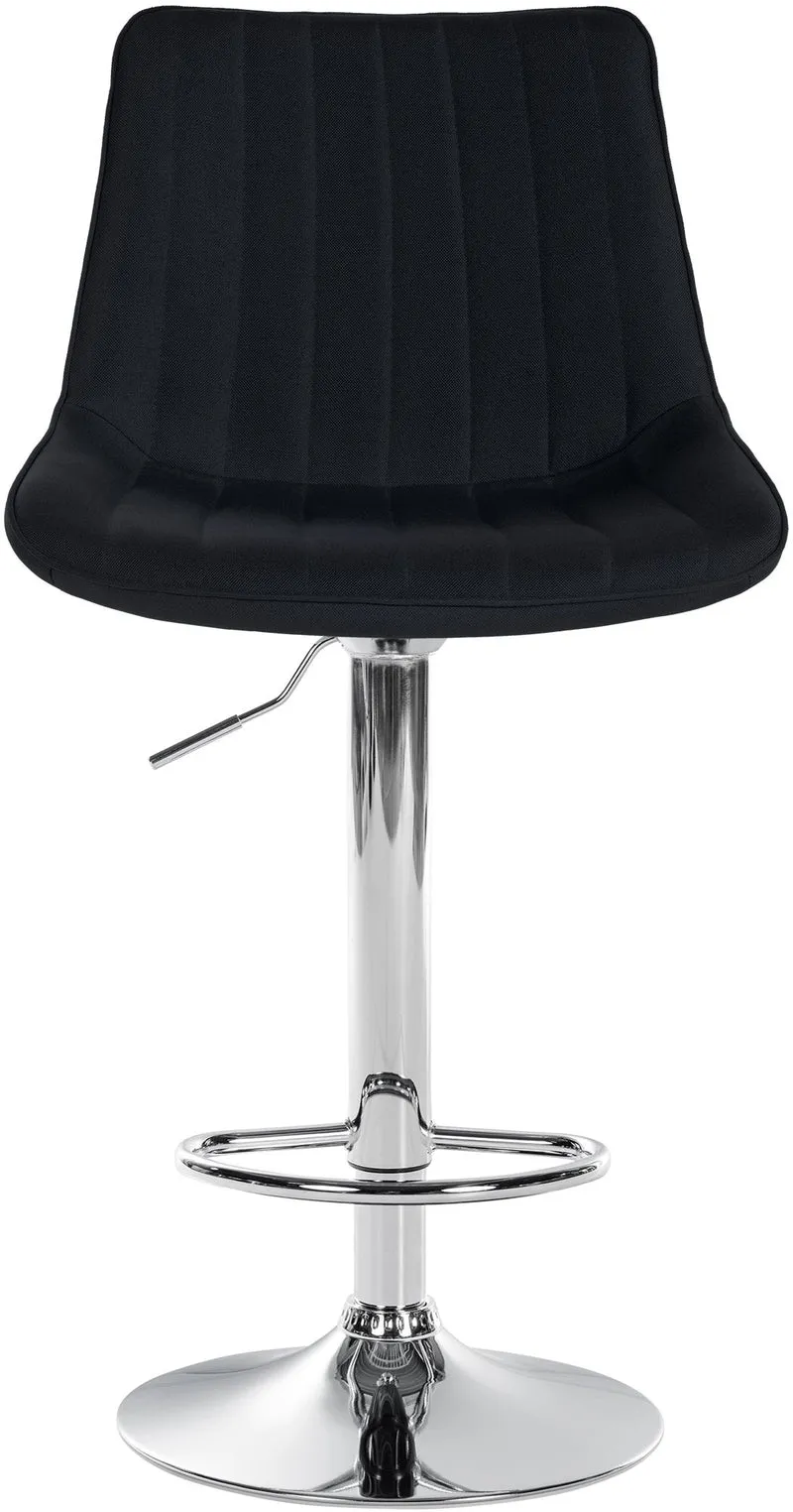 Lot de 2 tabourets de bar réglable en hauteur pivotant à 360° assise en tissu noir couture verticale pied métal chromé 10_0006409
