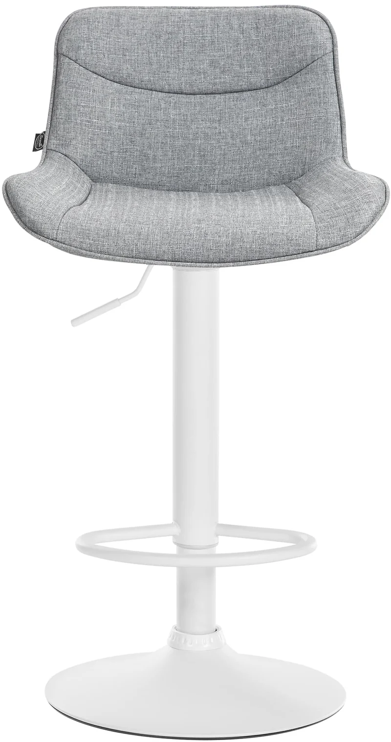 Lot de 2 tabourets de bar pivotant forme ergonomique surpiqûres décoratives en tissu gris cadre en métal blanc 10_0006199