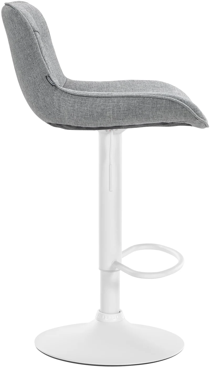 Lot de 2 tabourets de bar pivotant forme ergonomique surpiqûres décoratives en tissu gris cadre en métal blanc 10_0006199
