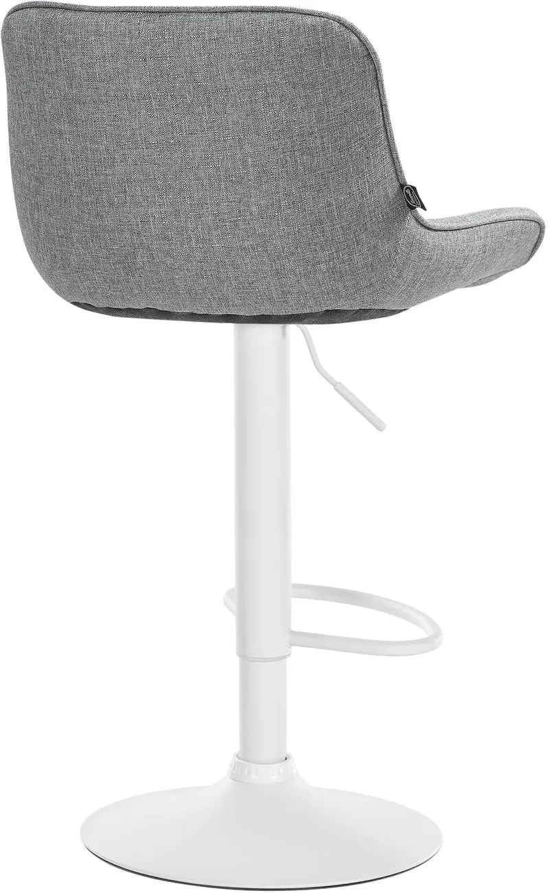 Lot de 2 tabourets de bar pivotant forme ergonomique surpiqûres décoratives en tissu gris cadre en métal blanc 10_0006199