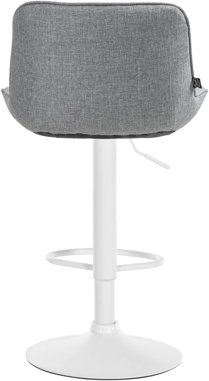 Lot de 2 tabourets de bar pivotant forme ergonomique surpiqûres décoratives en tissu gris cadre en métal blanc 10_0006199