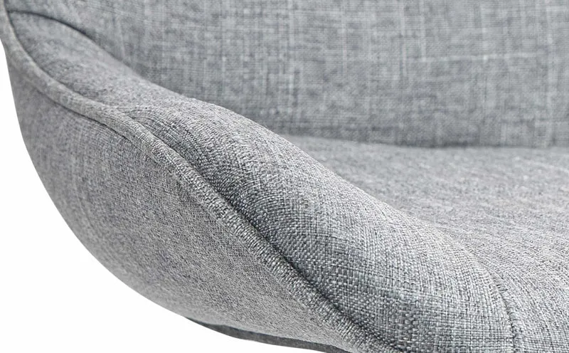 Lot de 2 tabourets de bar pivotant forme ergonomique surpiqûres décoratives en tissu gris cadre en métal blanc 10_0006199