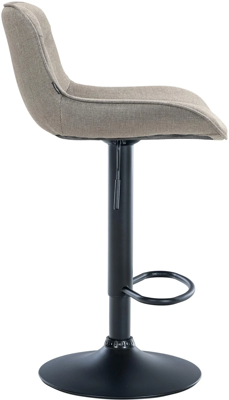 Lot de 2 tabourets de bar pivotant forme ergonomique surpiqûres décoratives en tissu taupe cadre en métal noir 10_0005997