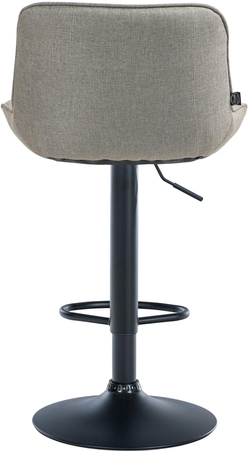 Lot de 2 tabourets de bar pivotant forme ergonomique surpiqûres décoratives en tissu taupe cadre en métal noir 10_0005997
