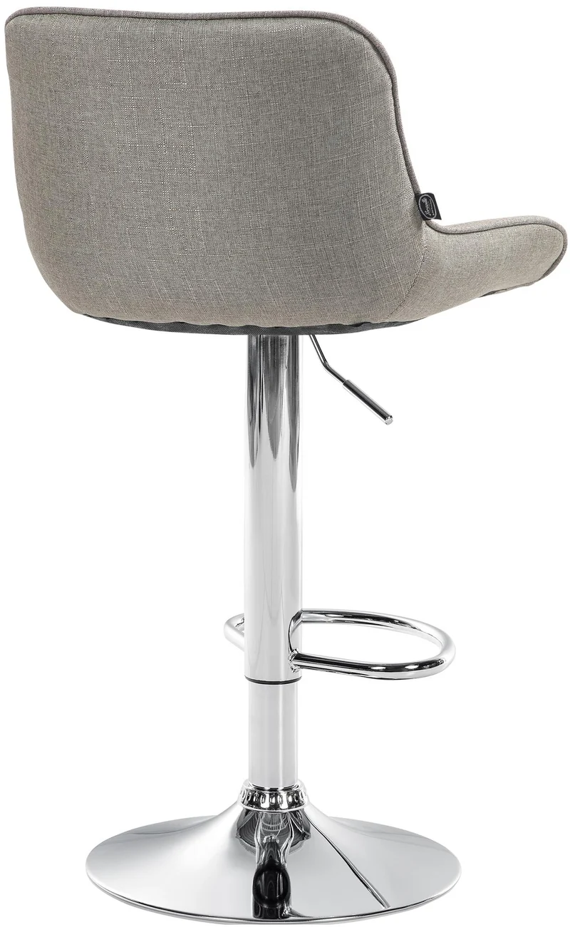 Tabouret de bar x1 pivotant forme ergonomique surpiqûres décoratives en tissu taupe cadre en métal chromé 10_0005769