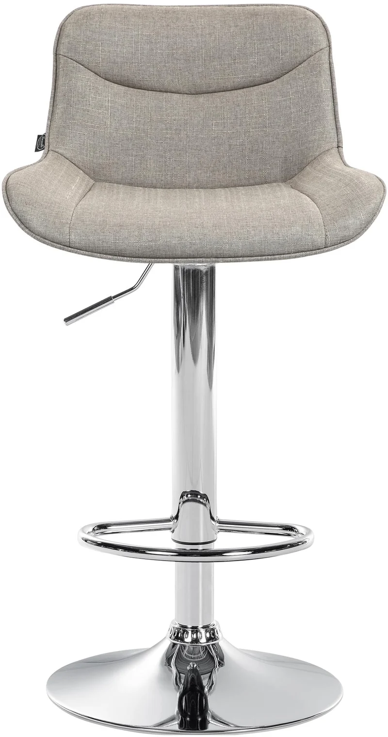 Tabouret de bar x1 pivotant forme ergonomique surpiqûres décoratives en tissu taupe cadre en métal chromé 10_0005769