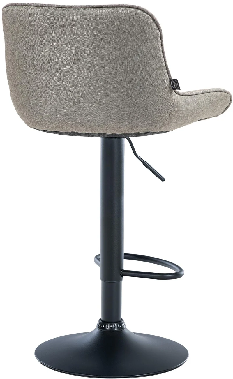 Tabouret de bar x1 pivotant forme ergonomique surpiqûres décoratives en tissu taupe cadre en métal noir 10_0005765