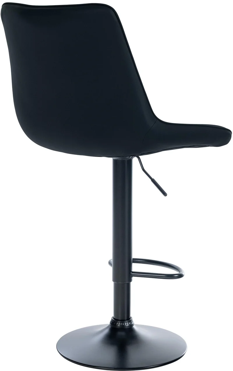 Tabouret de bar x1 réglable en hauteur pivotant à 360° assise en PVC noir couture verticale pied métal noir 10_0005423