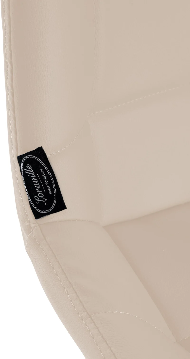 Tabouret de bar pivotant x1 avec repose-pieds revêtement en PVC crème piètement à quatre pieds en métal noir 10_0005468
