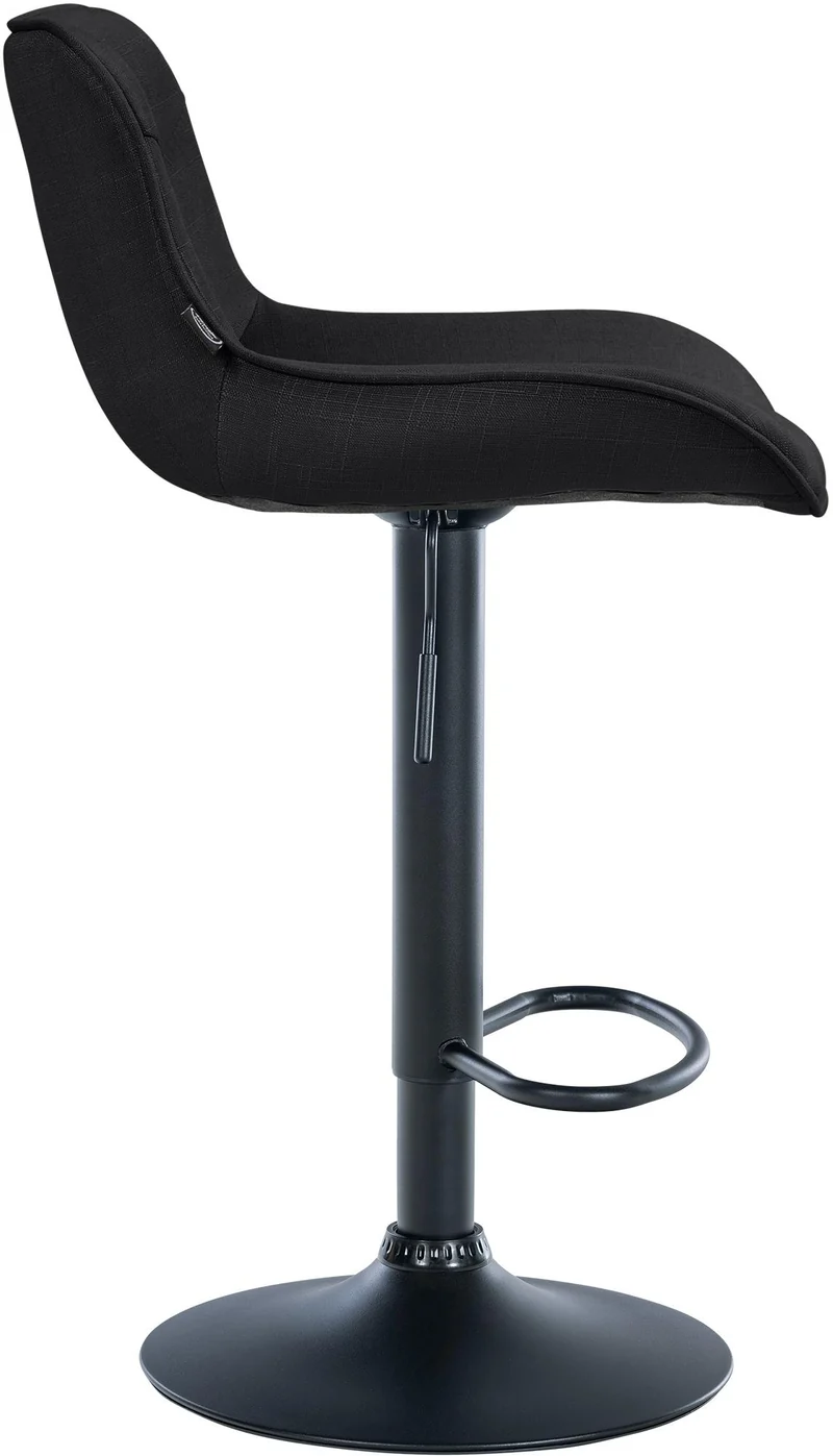 Lot de 2 tabourets de bar x1 avec coutures décoratives en tissu noir pied en trompette métal noir 10_0004461