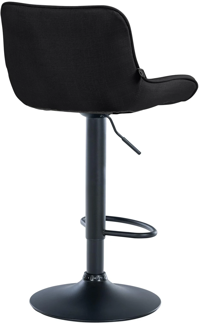 Lot de 2 tabourets de bar x1 avec coutures décoratives en tissu noir pied en trompette métal noir 10_0004461