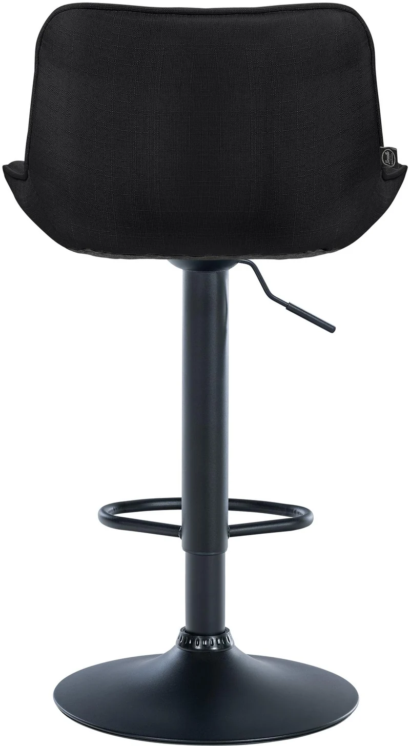 Lot de 2 tabourets de bar x1 avec coutures décoratives en tissu noir pied en trompette métal noir 10_0004461