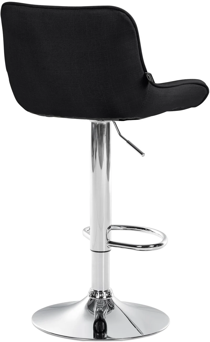 Lot de 2 tabourets de bar x1 avec coutures décoratives en tissu noir pied en trompette métal chromé 10_0004460