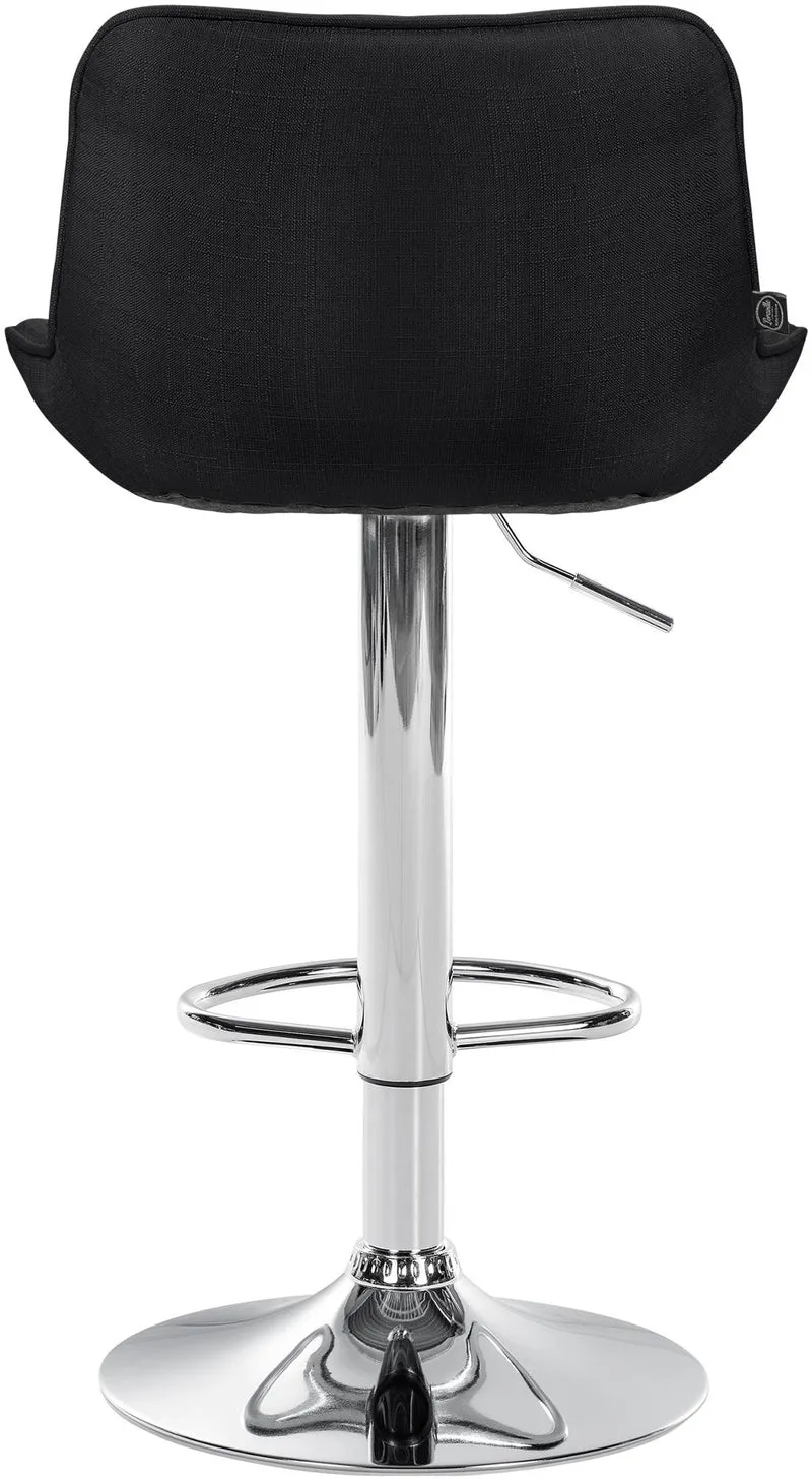 Lot de 2 tabourets de bar x1 avec coutures décoratives en tissu noir pied en trompette métal chromé 10_0004460