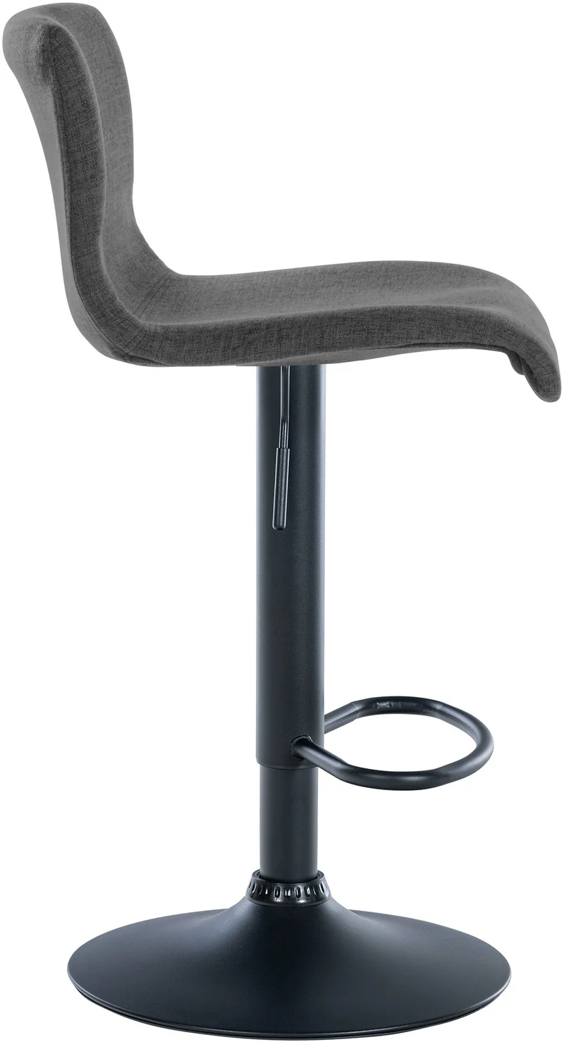 Lot de 2 tabourets de bar design simple avec repose-pieds en tissu gris foncé pieds en métal noir 10_0004052