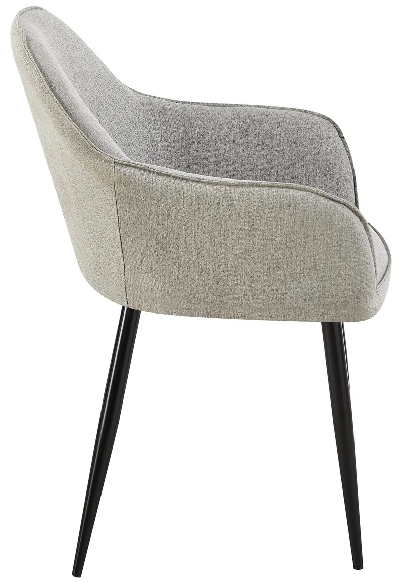 Lot de 2 chaises de salle à manger moderne et confortable en tissu gris et pieds en métal noir 10_0001601
