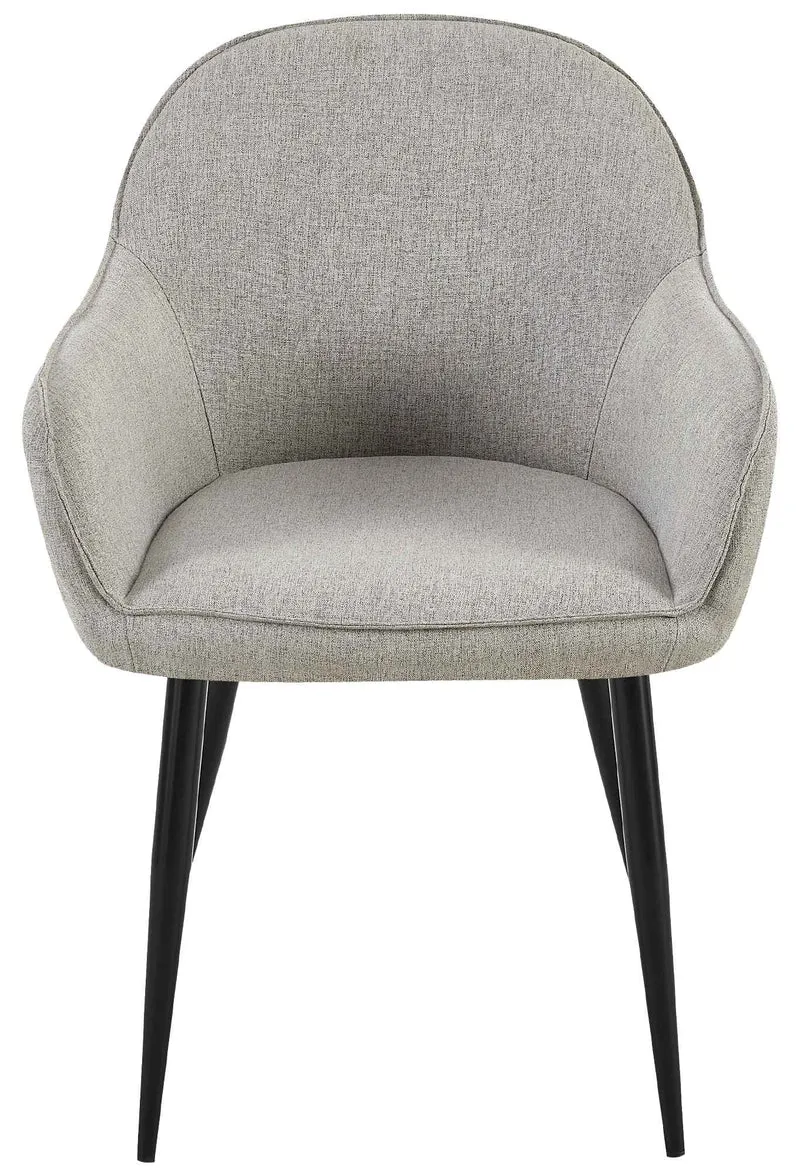 Lot de 2 chaises de salle à manger moderne et confortable en tissu gris et pieds en métal noir 10_0001601