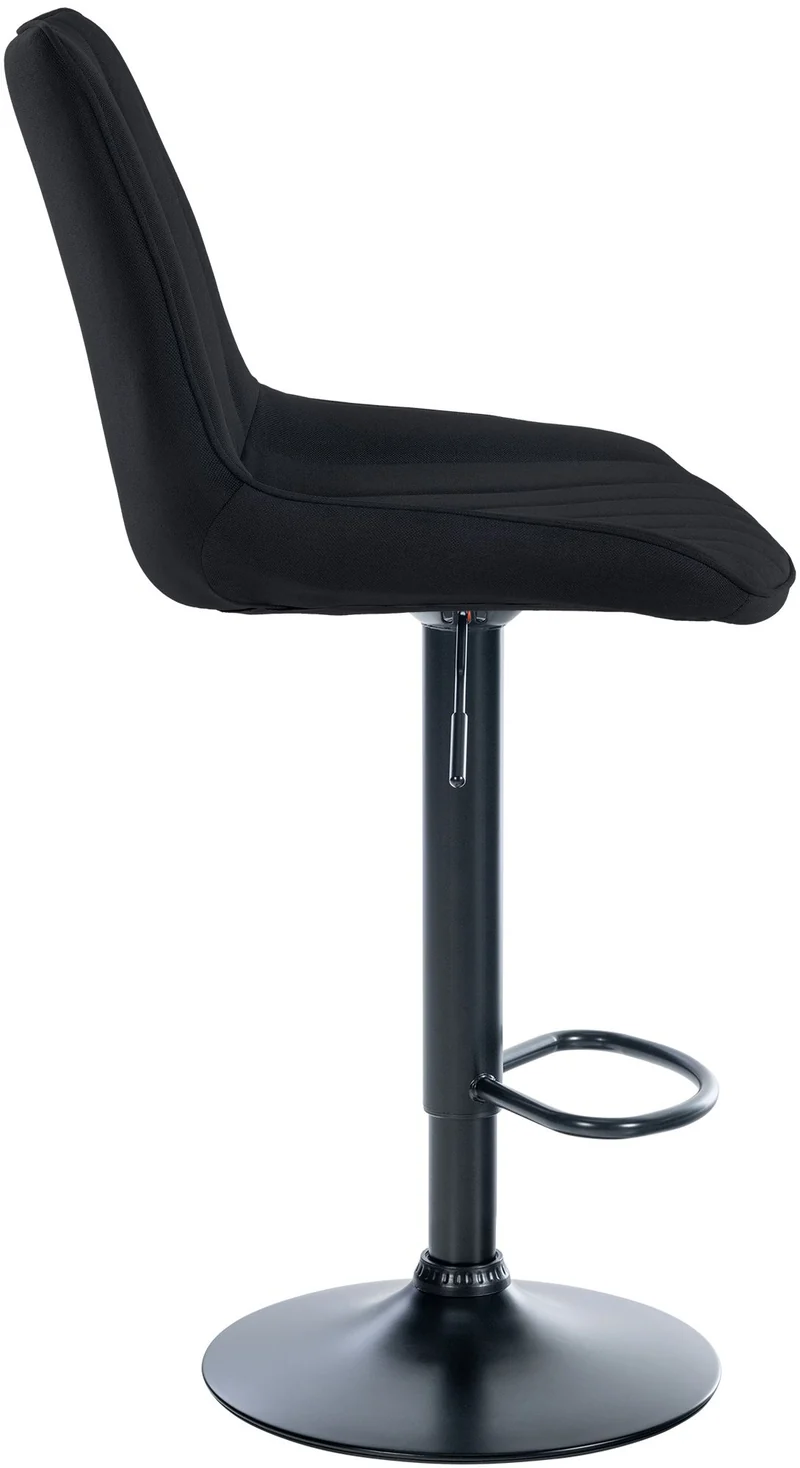 Lot de 2 tabourets de bar réglable en hauteur pivotant à 360° assise en tissu noir couture verticale pied métal noir 10_0006408