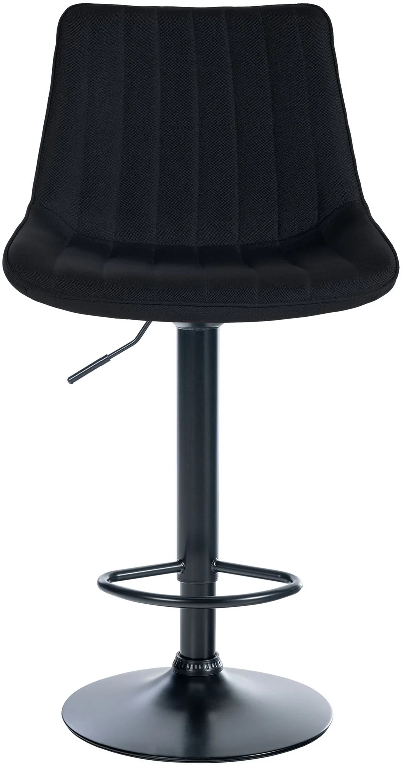 Lot de 2 tabourets de bar réglable en hauteur pivotant à 360° assise en tissu noir couture verticale pied métal noir 10_0006408