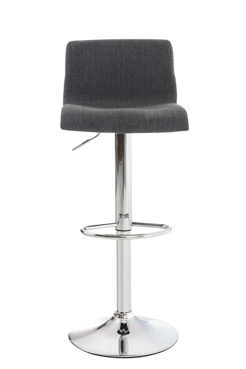 Tabouret de bar avec repose-pieds pivotant dossier incurvé en tissu gris foncé et métal chromé 10_0004967