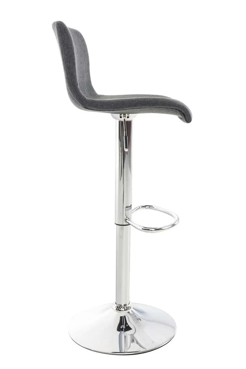 Tabouret de bar avec repose-pieds pivotant dossier incurvé en tissu gris foncé et métal chromé 10_0004967