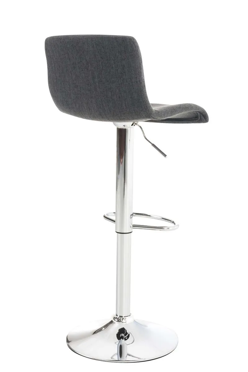 Tabouret de bar avec repose-pieds pivotant dossier incurvé en tissu gris foncé et métal chromé 10_0004967