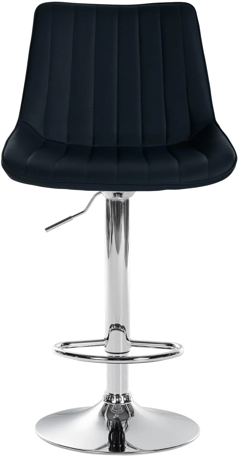 Lot de 2 tabourets de bar réglable en hauteur pivotant à 360° assise en PVC noir couture verticale pied métal chromé 10_0004421