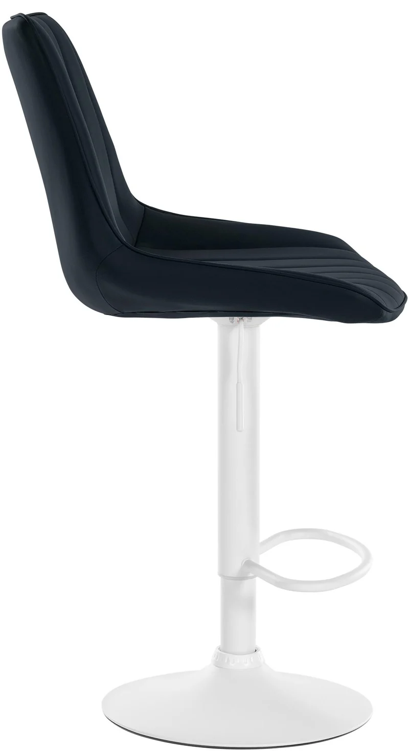 Lot de 2 tabourets de bar réglable en hauteur pivotant à 360° assise en PVC noir couture verticale pied métal blanc 10_0004425