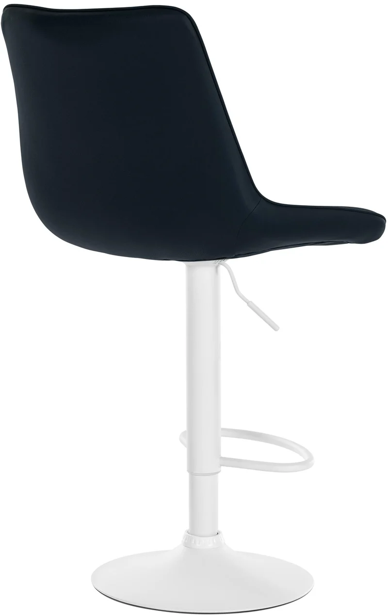 Lot de 2 tabourets de bar réglable en hauteur pivotant à 360° assise en PVC noir couture verticale pied métal blanc 10_0004425