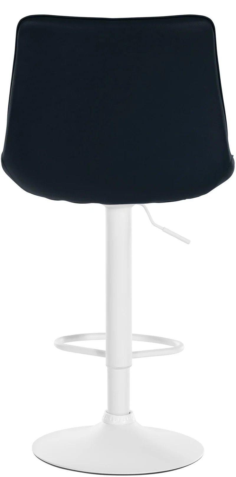 Lot de 2 tabourets de bar réglable en hauteur pivotant à 360° assise en PVC noir couture verticale pied métal blanc 10_0004425