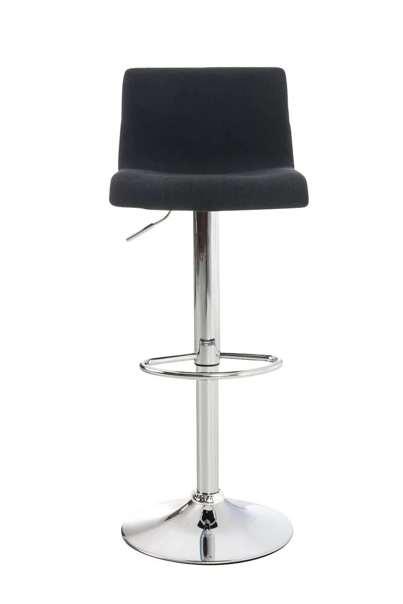 Set de 2 tabourets de bar repose-pied confortable en tissu noir et métal chromé 10_0004208