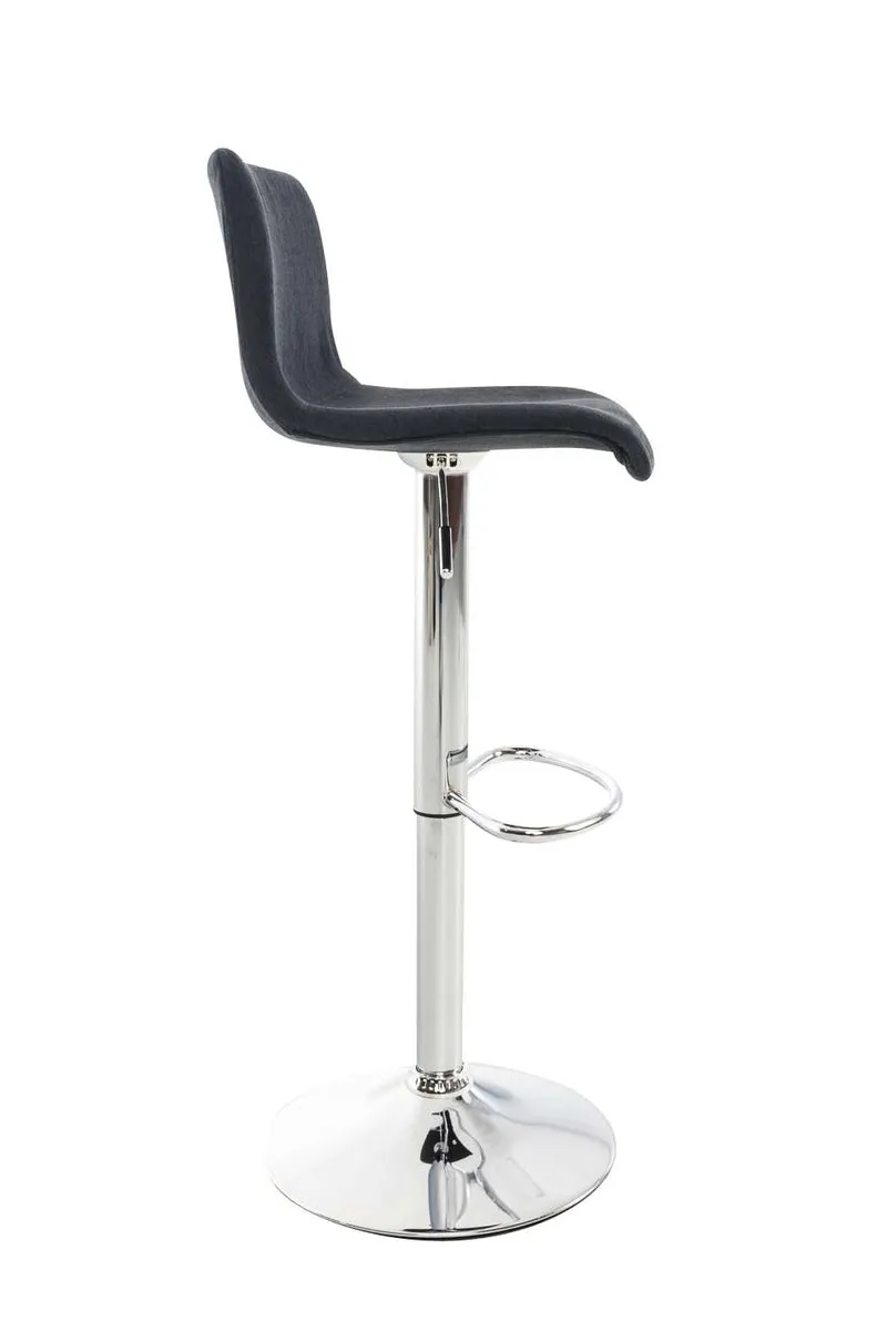 Set de 2 tabourets de bar repose-pied confortable en tissu noir et métal chromé 10_0004208
