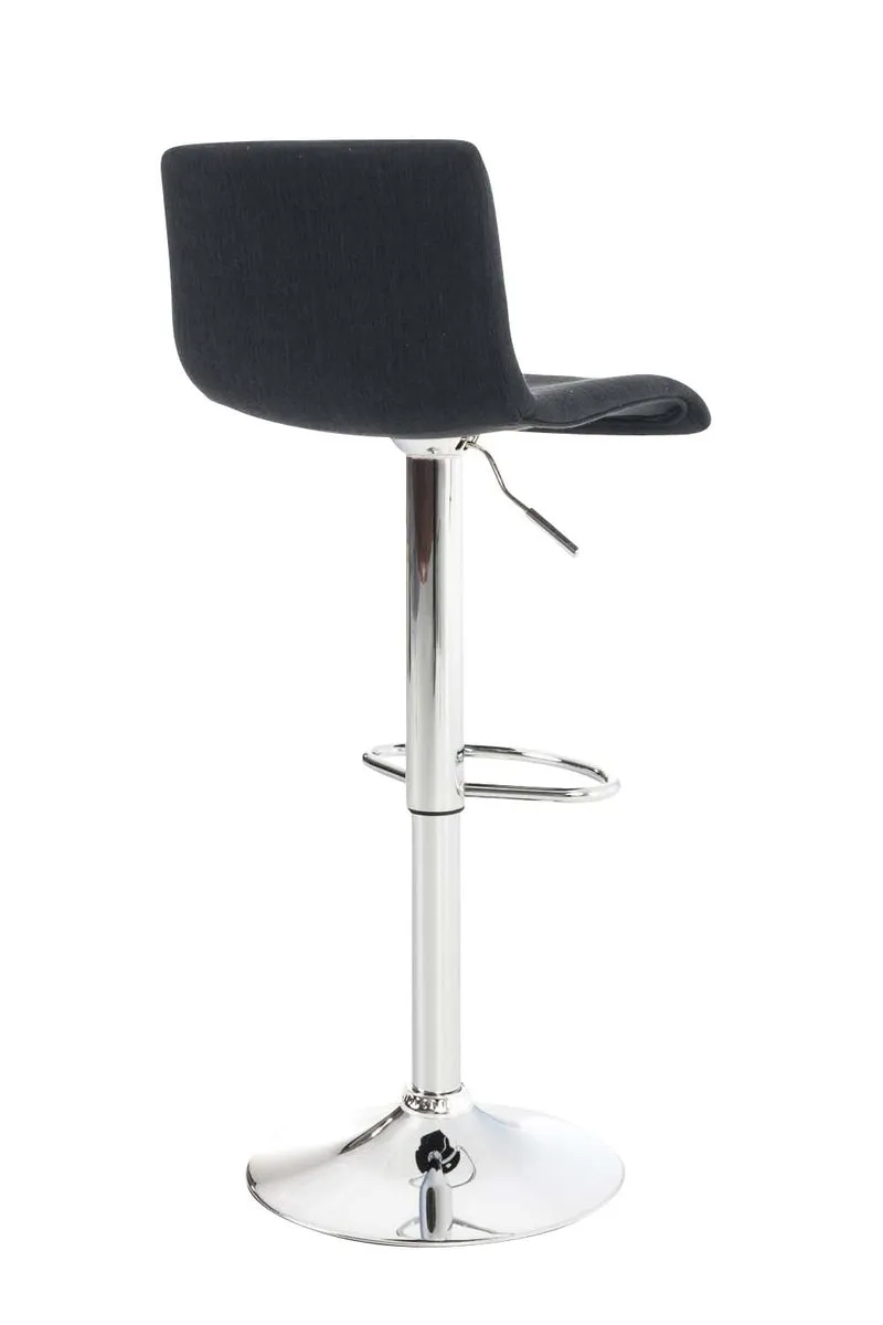 Set de 2 tabourets de bar repose-pied confortable en tissu noir et métal chromé 10_0004208